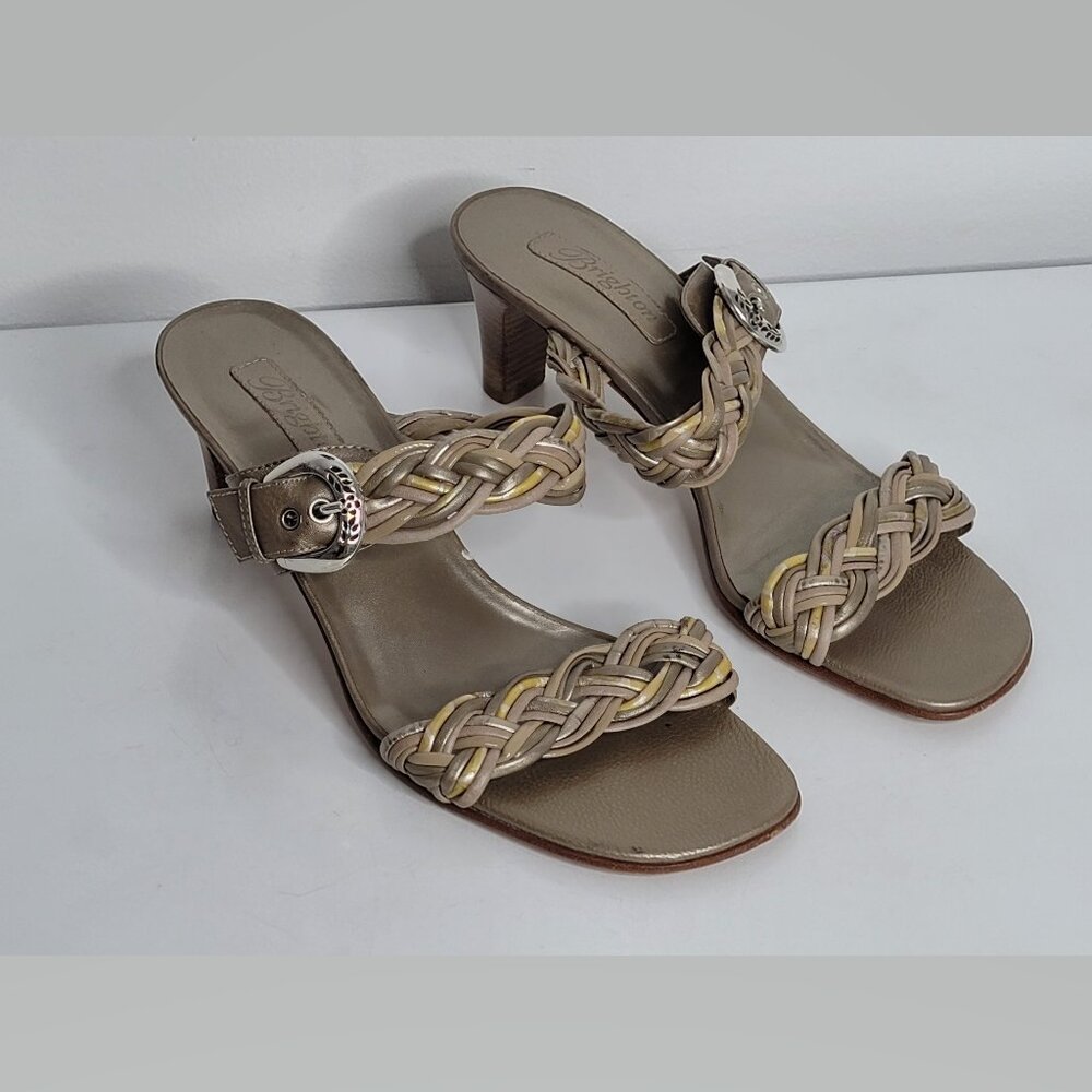 Brighton Fiji Womens Sandals 8.5 Heels Pumps Braided Strap Open Toe Slip On